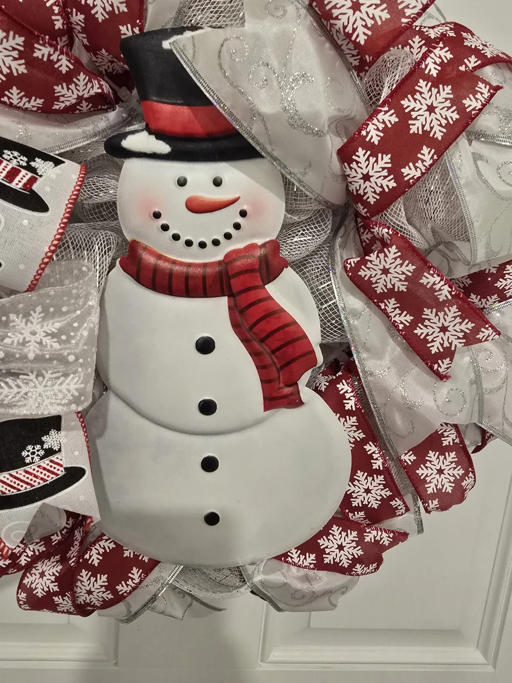Festive Red & White Snowman Holiday Wreath Small About 16